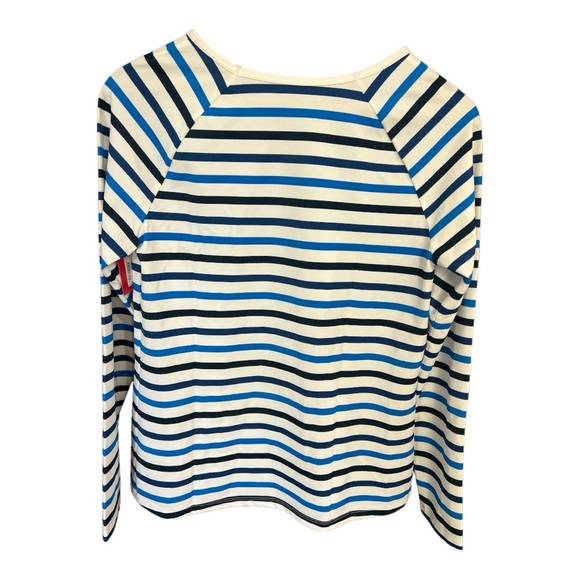 NEW SPANX Ocean Stripe Coastal Blue MED M Swim Sun Rash Protection Shirt UPF 50+ - Picture 2 of 6